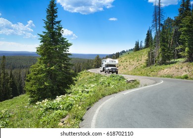 A Curved Road With RV