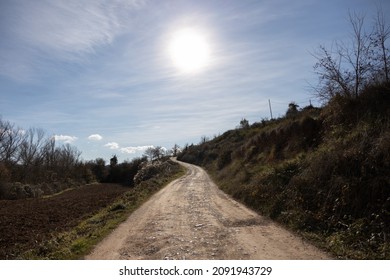 Curved Sandy Path Uphill, Sunny Day, Spain