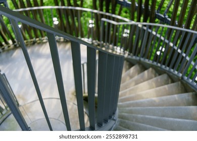 Curved spiral staircase top view. Concept of interesting shapes - Powered by Shutterstock