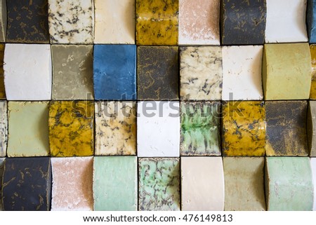Curved stone and marble colored tiles for background
