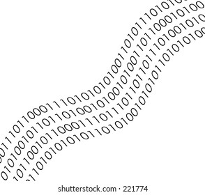 A curved stream of binary numbers.