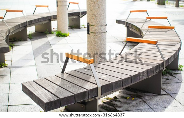 Curved Wooden Bench Park Relaxing Stock Photo Edit Now 316664837