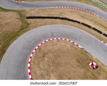 Curves On Karting Race Track, Aerial View Background.