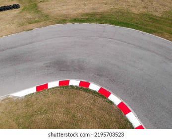 Curves On Karting Race Track, Aerial View Background.