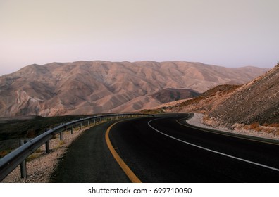 Curvey Road Between Mountains In Jordan