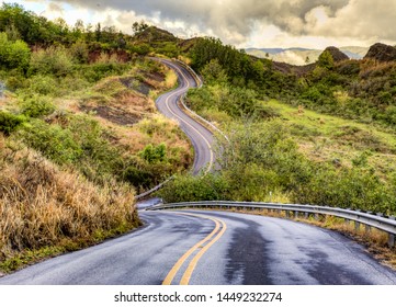 A Curvey Section Of The Waimea Canyon Road On The Island Of Kauai, Hawaii.