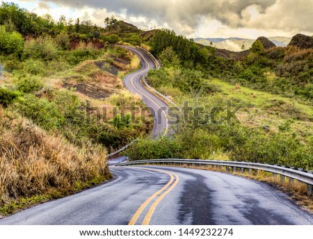 A curvey section of the Waimea canyon road on the island of kauai, Hawaii.