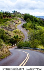 A Curvey Section Of The Wasmea Canyon Road On The Island Of Kauai, Hawaii.