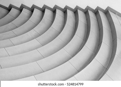 Curvilinear stairs. Top view of modern architecture detail. Refined fragment of contemporary office interior / public building. - Shutterstock ID 524814799