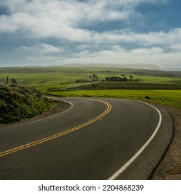 Curving Road Heading to Point Reyes Lighthouse in California