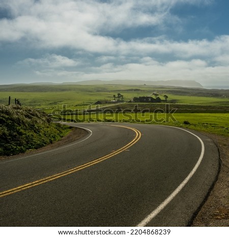 Curving Road Heading to Point Reyes Lighthouse in California