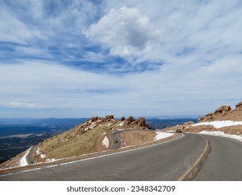 Curvy Highway to Pike's Peak Summit in Colorado