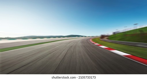 Curvy motion blurred race track. - Shutterstock ID 2105733173