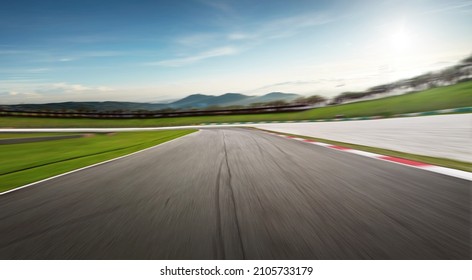 Curvy motion blurred race track.