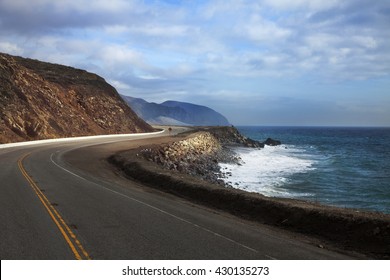 curvy ocean front road in california