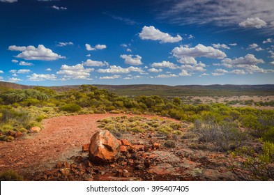 Curvy Red Soil Dirt Road Australian Outback Rural Wilderness Scene