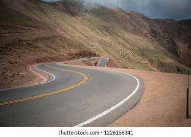 Curvy road on Pike's Peak Mountain