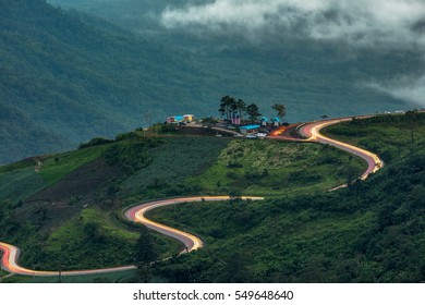 Curvy Road On The Top Of Phu Tub Berk