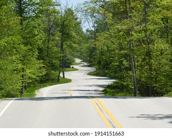 Curvy Road At Tip Of Door County WI