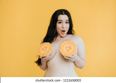 Curvy Woman With Fruit Boobs