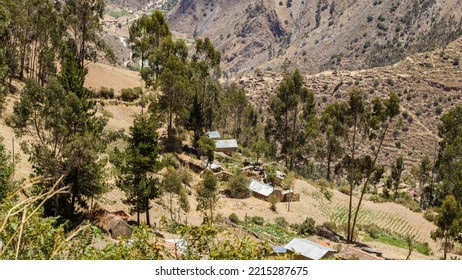 Cusco Andes Village On Mountains Landscape, Peru