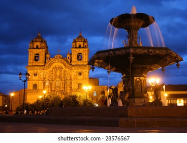 Cusco Cathedral At Night