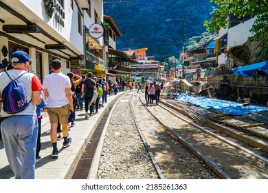 Cusco, Peru; 25 07 2022: Amazing View Of The Train In The Station Of Poroy, Where People Travel To Get To The Ancient City Of Machu Pichu