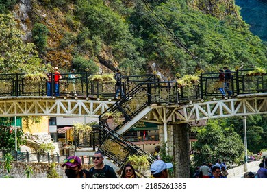 Cusco, Peru; 25 07 2022: Amazing View Of The Train In The Station Of Poroy, Where People Travel To Get To The Ancient City Of Machu Pichu