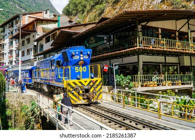 Cusco, Peru; 25 07 2022: Amazing View Of The Train In The Station Of Poroy, Where People Travel To Get To The Ancient City Of Machu Pichu