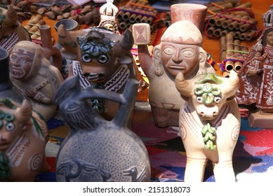 CUSCO, PERU - AUG 24, 2008 -Handmade Indian figurines and dolls, Pisac market,  Cusco, Peru, South America