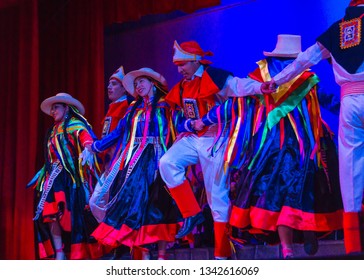 Cusco/Peru - 09/05/2018: Native Dance Performance At Qosqo 