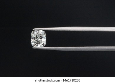 Cushion Cut Diamond With Tweezers