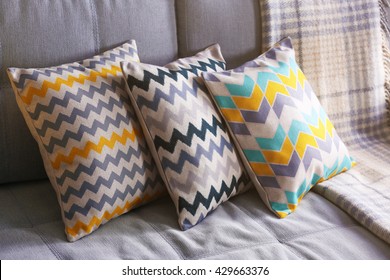 Cushions on sofa, indoors - Shutterstock ID 429663376