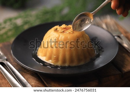 custard mild bread pudding served in a plate