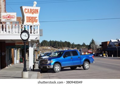 CUSTER, SD -7 NOV 2015- The Gold Rush Town Of Custer In The Black Hills Of South Dakota In Sioux Territory Is Next To The Crazy Horse Memorial Currently In Construction. 