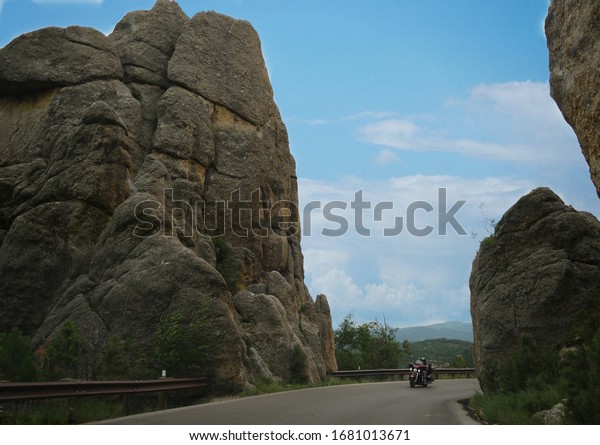 Custer State Park, South Dakota- July 2018:\
Spectacular rock formations along the scenic Needles Highway at\
Custer State Park.
