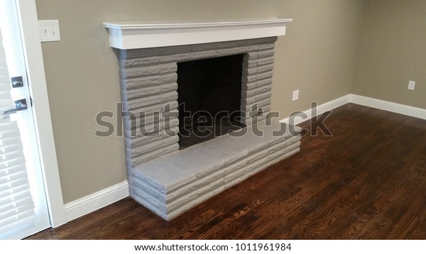 Custom Brick Fireplace On Wood Flooring Stock Photo Edit Now