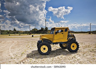 Custom Built Monster Truck Before Competition Side View