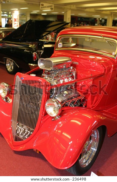 Custom car with bonnet\
removed