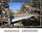 custom framed photograph of the new bridge over the Salmon River south of Riggins ID with frame made from photo of old bridge