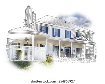 Custom House Drawing and Photo Combination on White Background. - Powered by Shutterstock