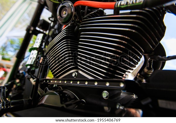 custom\
motorcycle engine close up, chopper\
motorcycle