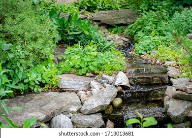 A Custom Water Feature In A Backyard.