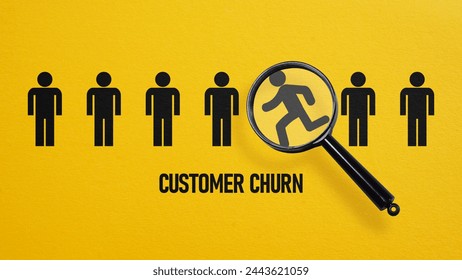 Customer churn is shown using a text