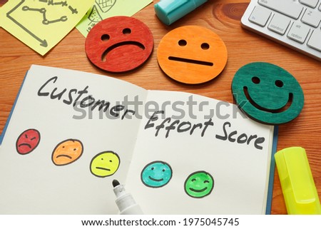 Customer effort score with rate from smiled faces.