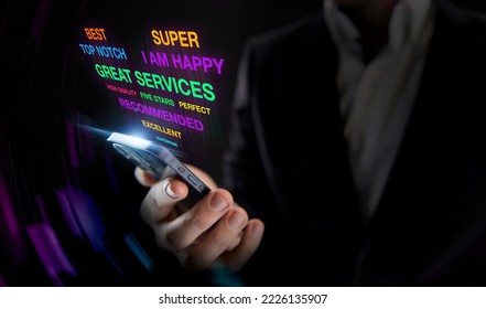 Customer Experience Concept. Happy Client Giving Excellent Services Rating