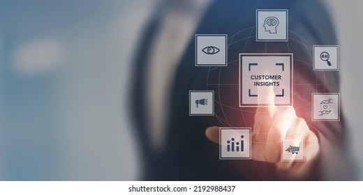 Customer insight marketing concept. Deep understanding of customers, their behaviors, preferences and  needs. Using customer insight to build strong customer relationship and increase customer loyalty - Shutterstock ID 2192988437