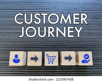 Customer journey concept with icons on wooden cubes. - Powered by Shutterstock