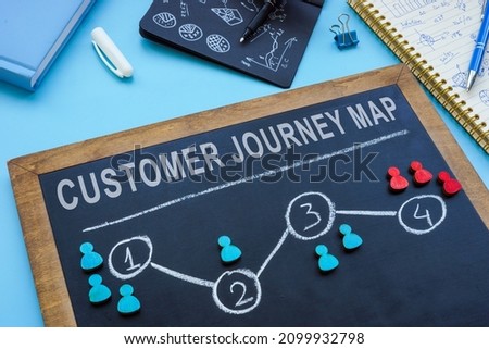Customer journey map on the small blackboard.