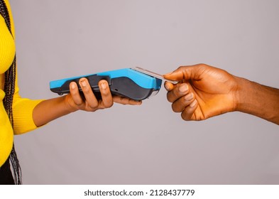 customer making payment with card using point of sales